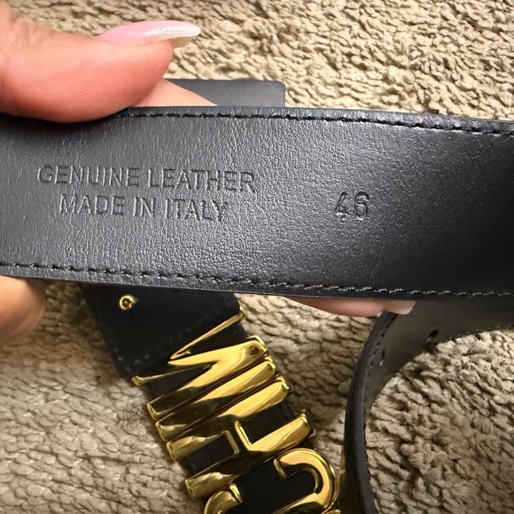 New Moschino Black Belt with Gold Lettering